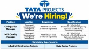 Tata Projects Hiring 2026