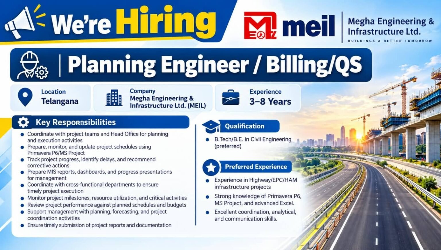 Megha Engineering & Infrastructure Jobs 2026
