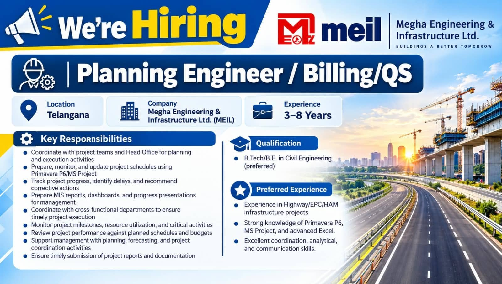 Megha Engineering & Infrastructure Jobs 2026