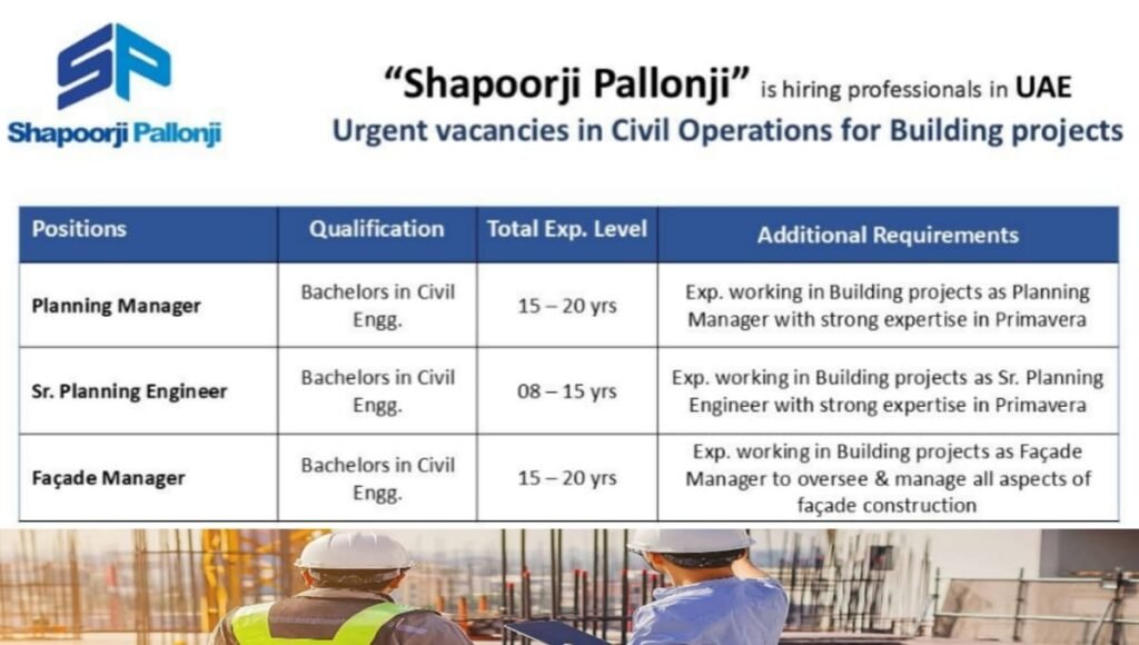 Shapoorji Pallonji Urgent Vacancies