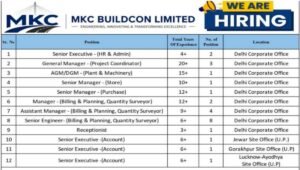 MKC Buildcon Ltd Job Openings