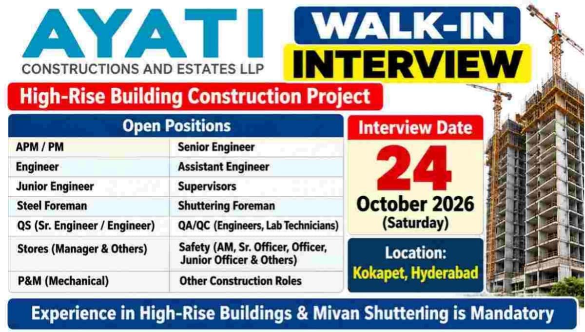 AYATI Constructions Walk-In Interview 2026