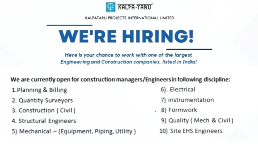 Kalpataru Projects Job Openings