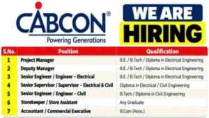 CABCON India Limited Job Openings