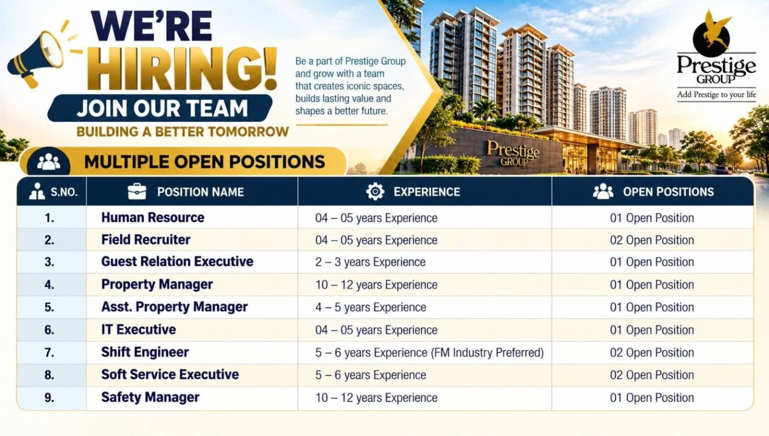 Prestige Group Careers 2026
